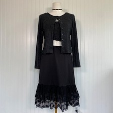 Final Touch Womens Lace Trimmed Whimsigoth Slip Skirt Size L Dark Coquette Goth