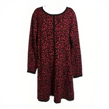 RED BLACK STYLISH ANIMAL PRINT Women's Sz 16 Trendy Jumper Dress Work Chic