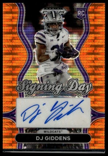 2025 Panini Prizm Draft #SD-DJG DJ Giddens Signing Day Orange Pulsar #/75 RC