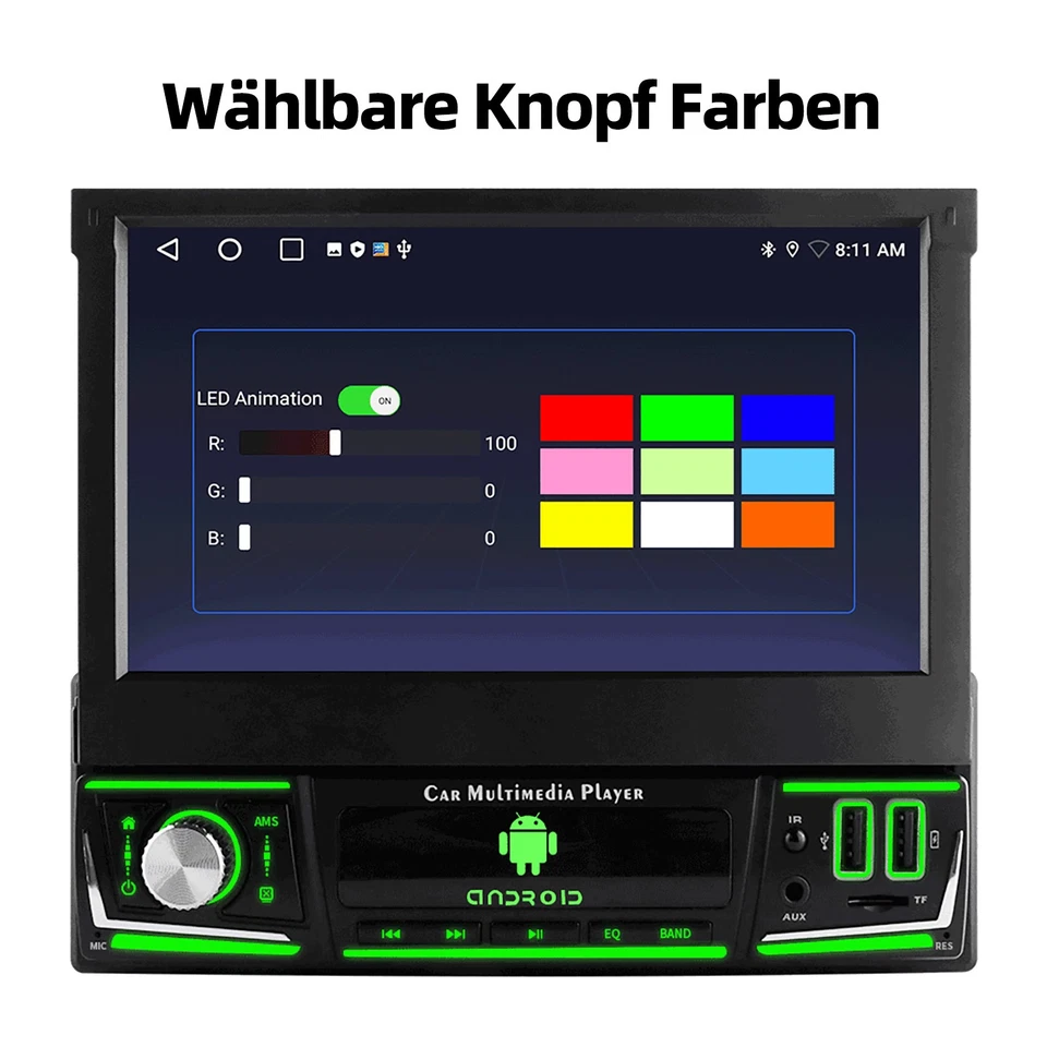 4+64G 1 DIN 7" Android 14 Manual Flip Out Autoradio DAB+ GPS WIFI Carplay Kamera - Bild 4 von 4