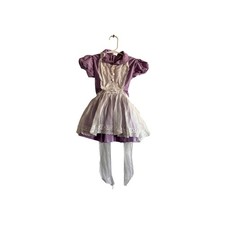 Vintage cottage girl dress in color purple and white with white lace size 2t/3t