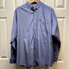 Ariat Men  s Long Sleeve Button Down Shirt Geometric Blue Tones Adj. Cuffs Sz.XL