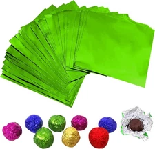 200PCS Square Aluminium Foil Candy Wrappers - 4x4 inches, Chocolate Green 