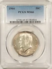 1964 KENNEDY SILVER HALF DOLLAR - PCGS MS-66, PREMIUM QUALITY!