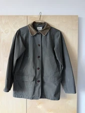 LL Bean Jacket Unisex Military Green Corduroy Collar Field Barn Chore Coat