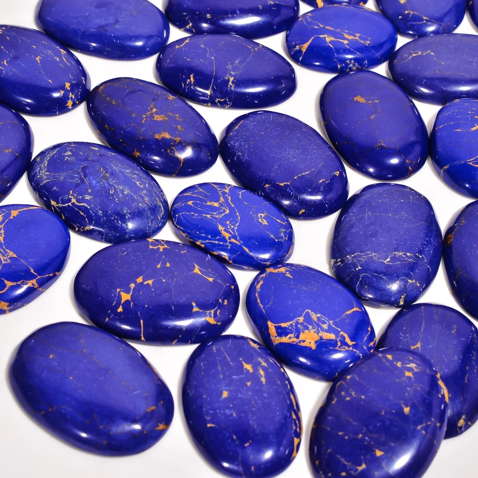 Lapis Lazuli Loose Gemstone Lab Created Cabochon Top Semiprecious Gemstone - Image 3 of 4