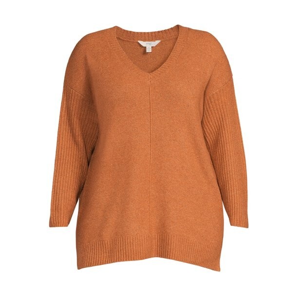 Terra Sky Women’s Plus Size V-Neck Tunic Sweater Cinnamon Spice 0X (14W)