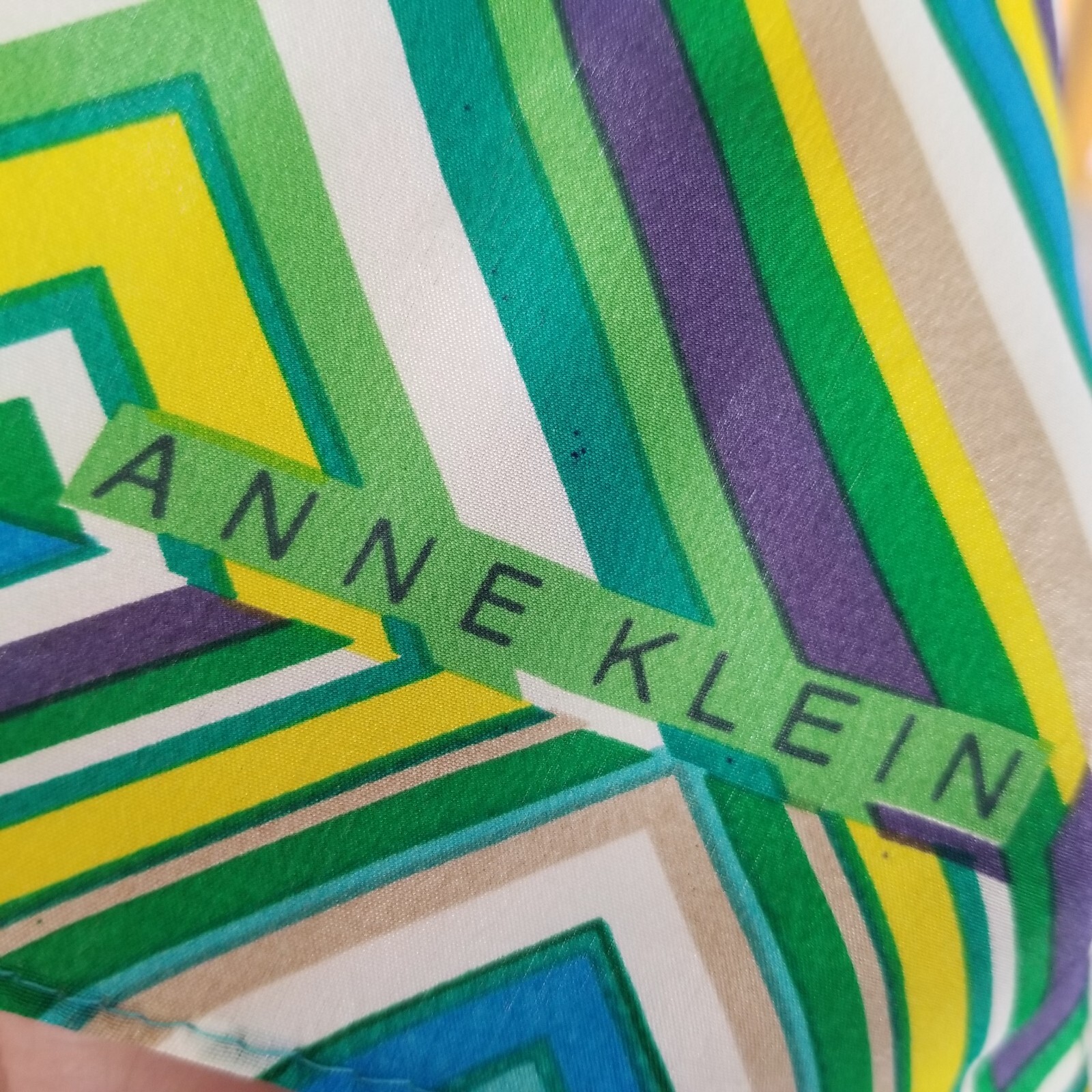 Anne Klein Silk Scarf Rectangular Long Chevron Bl… - image 4