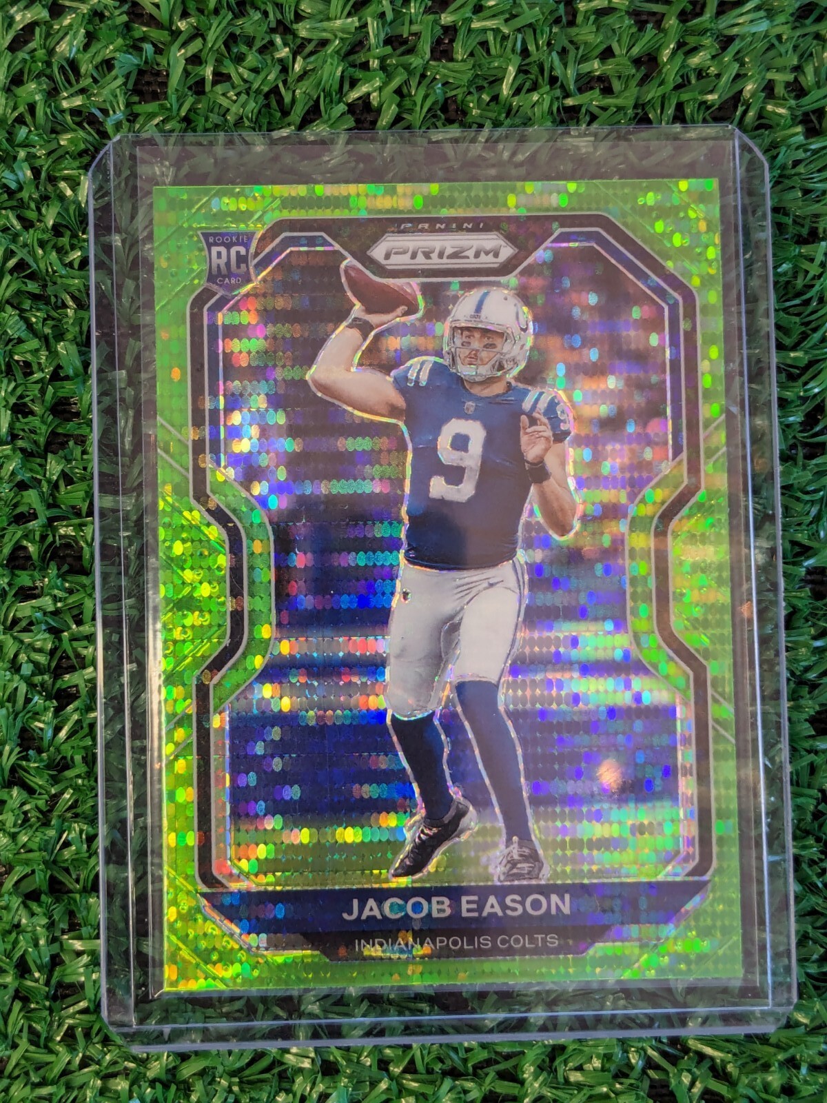 2020 Panini Prizm Prizms Neon Green Pulsar #331 Jacob Eason