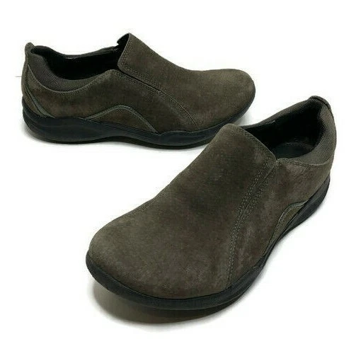 Clarks Wave Crest scarpe mocassini casual da donna in pelle scamosciata marrone 8 5 M