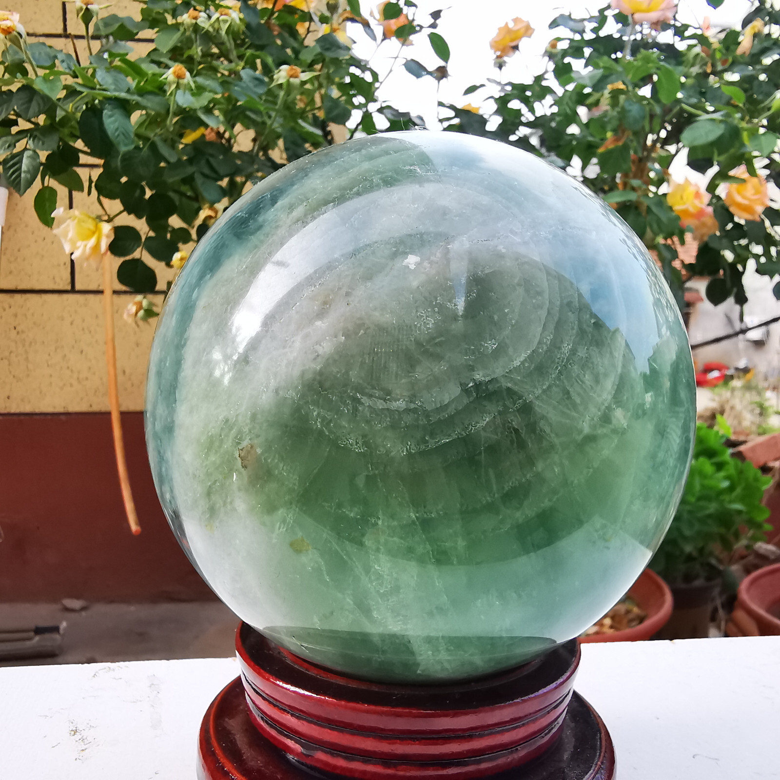 10.69LB Natural Green Fluorite Ball Quartz Crystal Healing Sphere Reiki