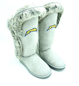 grey faux fur boots