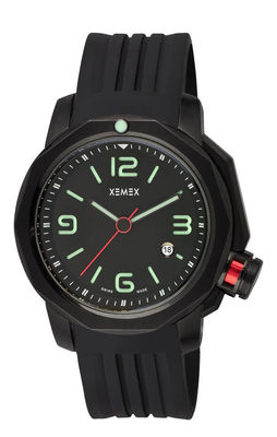 XEMEX Herrenuhr X-TIDE Swiss made Designer Edelstahl komplett schwarz 22401.02