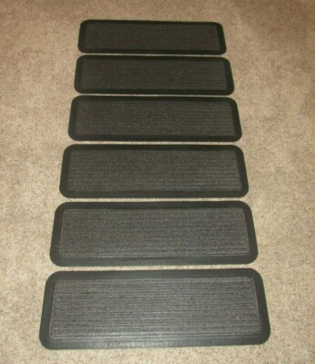 (6) Never Used Rubber and Hard Carpet Stair Step Treads Mats ~ 9 3/4'' x 29 1/4''