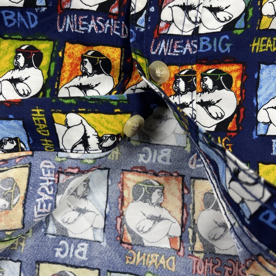 Camisa De Colección Big Dogs Para Hombres 4X Estampado Completo Perro Bad Fearless Años 90 Papá Fiesta Foto 4 de 4