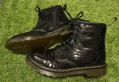 Doc Dr Martens 1460 Pooch Sequin Boot Black Mens Size 5 Women US 6
