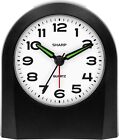 Small Battery Operated Analog Alarm Clock Silent No Ticking Lighted on Demand a