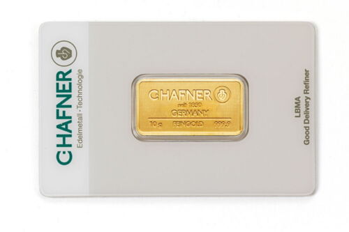 Lingotes de oro C. Hafner 10 gramos oro oro oro oro fino en blíster con certificado - Imagen 1 de 5