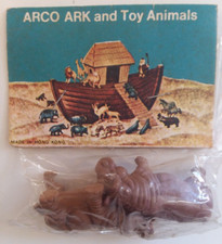 Vintage 1970s ARCO ARK 2 Piece Hippos Plastic Animals Playset NOS SEALED
