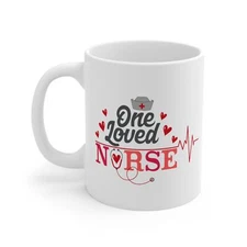 Vital Hearts Nurse Coffee Mug 11oz White Ceramic One Loved Nurse Dishwasher Safe