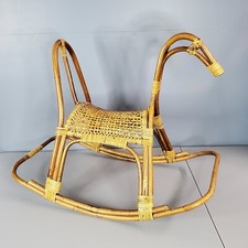Vintage Mid Century Franco Albini Style Rattan Rocking Horse