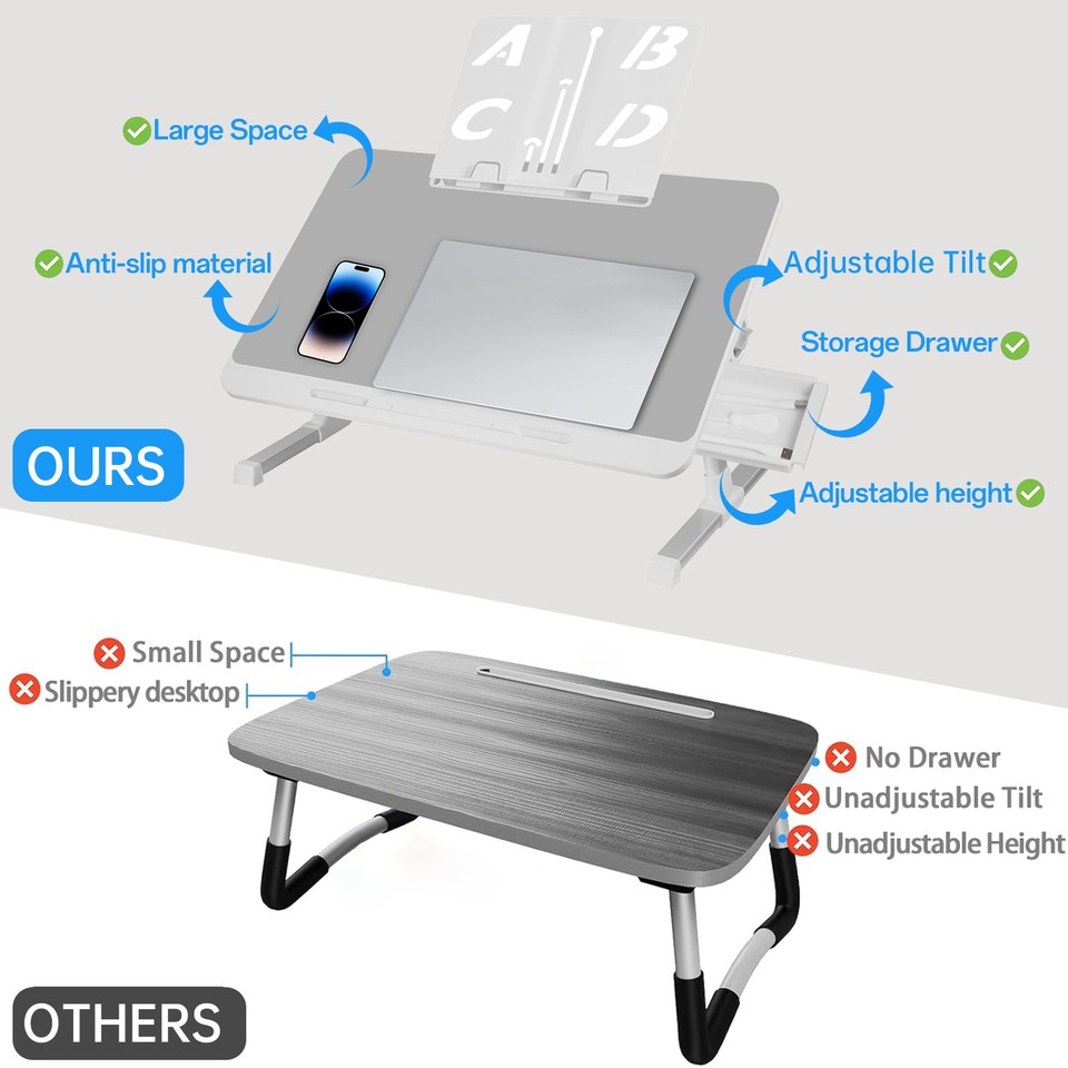 Adjustable Laptop Table Stand Lap Tray Sofa Bed Notebook Computer