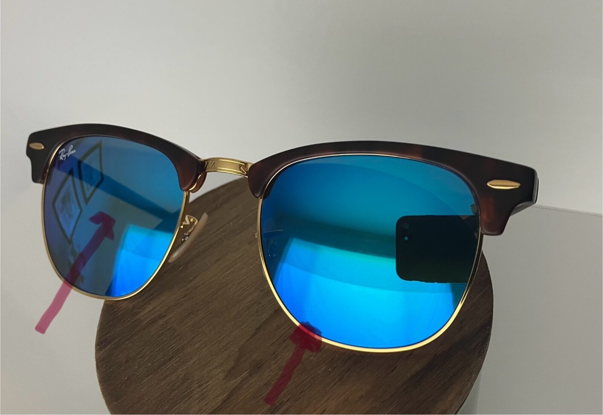 Rayban Clubmaster, Matte Havana on Gold frames/Mirrored Blue  display picture 2