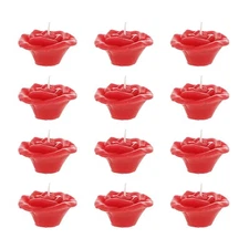 Mega Candles - Unscented 2" Floating Flower Candles - Red, Set of 12