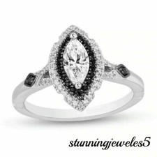 2CT Lab-Created Marquise Cut Diamond Engagement Wedding Ring 14K White Gold Over