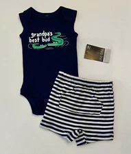 Newborn Baby Boy Clothes Shorts Bodysuit 2 PC Set Cute Outfit New