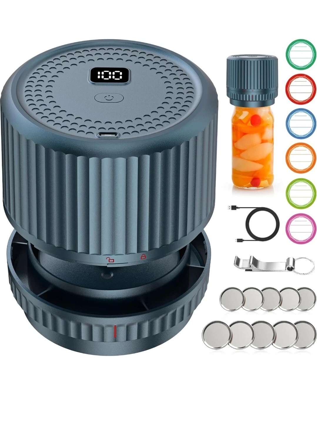 M12 Auto Stop - Electric Mason Jar Vacuum Sealer - 2024 Upgrade Smart Jar