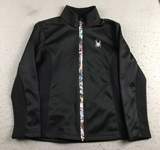 Sypder Sweatshirt Girls Large 14-16 Black Fleece Full Zip Mock Neck Long Sleeves