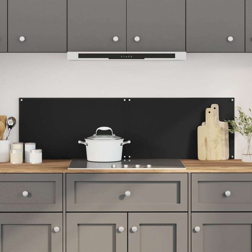 2pcs Tempered Glass Kitchen Backsplash Grease Wall Splashback Black 70x50cm - Picture 8 of 8