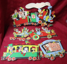3pc Disney Circus Train Casey Jr Wall Hanging Mickey Mouse Goofy Dumbo 1950s