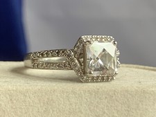 Sterling Silver Cubic Zirconia CZ Ring 5.37g Fine Jewelry Sz 9 Princess Cut