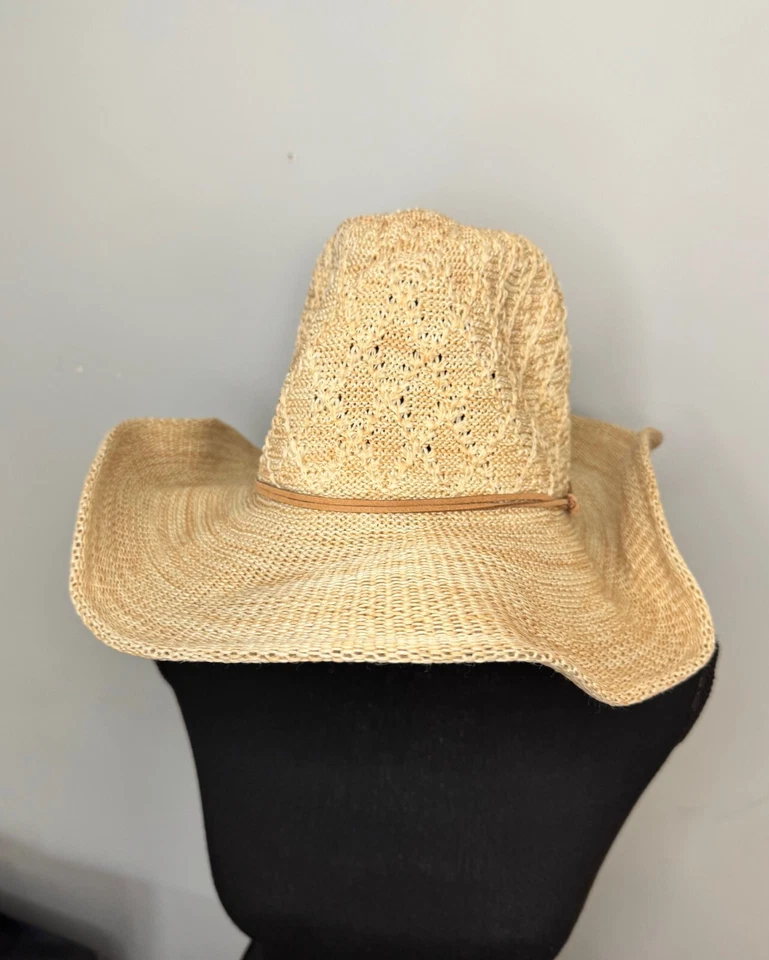 Free People Santa Barbara Packable Sun Hat Wide Brim Hat Suede Cord Detail - Image 2 of 4