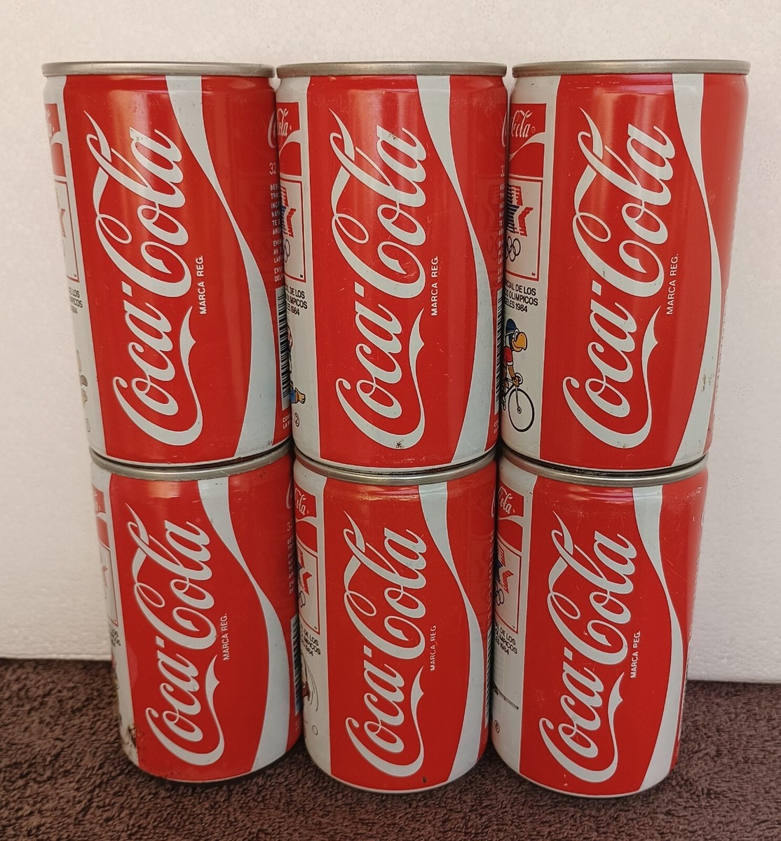 Coca-Cola コカコーラ USA製 1989 穴開け縁加工無しオリジナル版 EMPTY Rare Coca-Cola 6 can set O Games LA'84 from Spain | eBay