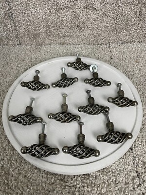 Lot of 11 Oval Spiral Bird Cage Metal Drawer Cabinet Door Pull Handle Knobs