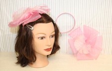 2pc FELIZHOUSE PARTY  Pink Easter Tea Party Derby Fascinator Hats w/Feathers