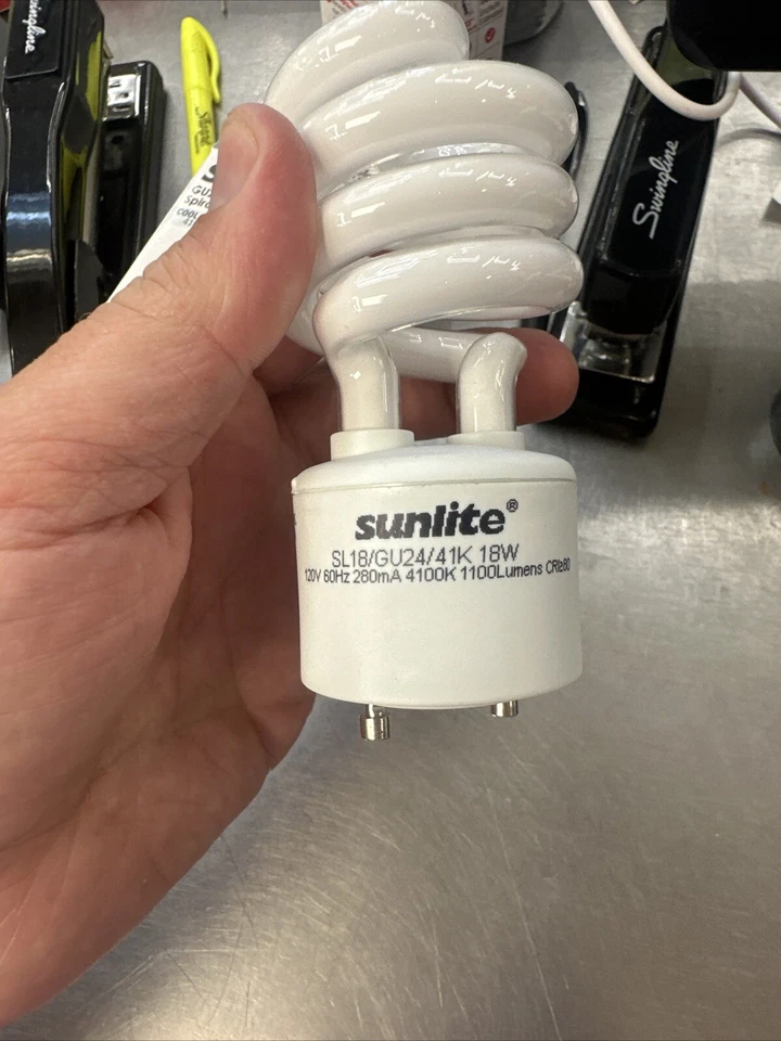 gu24 based 18 watt  spiral cfl bulb 4100k cool white 75 watt replacement sunlite - Image 2 of 4