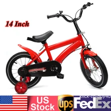 14 Inch Kids Bike Children Boys Girls Bicycle Bike Red with Training Wheels