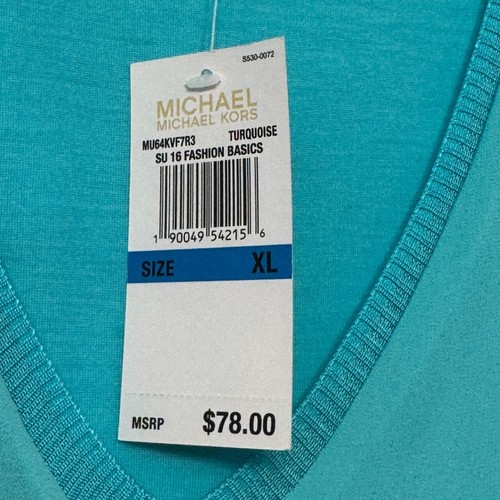 Michael Michael Kors Turquoise Blue Sleeveless V-Neck Knit Top XL NWT - Picture 5 of 9