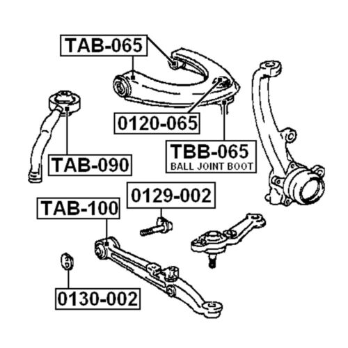 4 Front Lower Control Arm Bushing TAB-100/ TAB-090 for 1999-05 Lexus IS200 IS300 - Picture 2 of 2