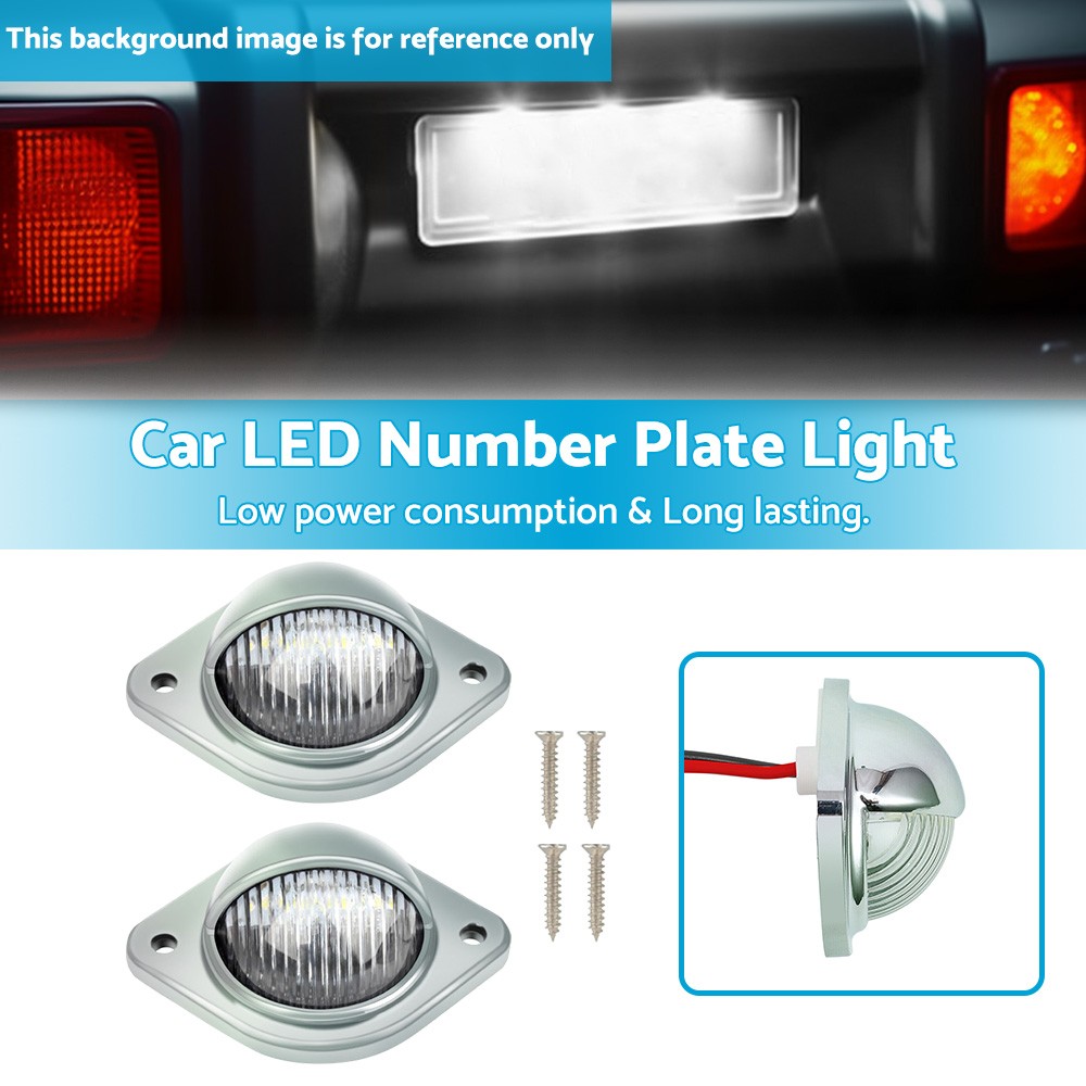 2x Car LED Number Plate Lights 12V Chrome For Trailer Truck Caravan Van Boat
