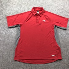 The North Face Polo Shirt Mens Medium Red Gray VaporWick Hiking Performance