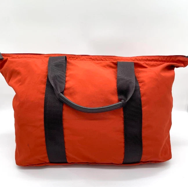 Bolso Coach Boston Nylon Cuero Naranja Logo Repujado Excelente Estado Foto 2 de 4