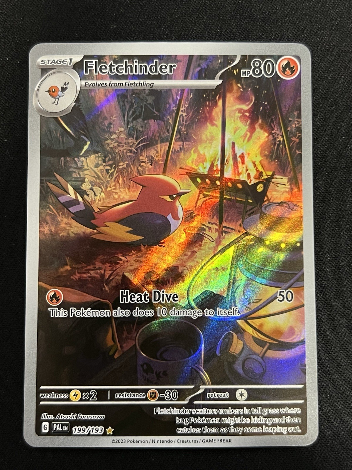 Pokemon Paldea Evolved Illustration Rare Fletchinder 199/193 NM SHIPS FAST