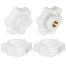 4pcs Star Knobs M6 Thread 38mm Head Non-Through Hole Clamping Handles White