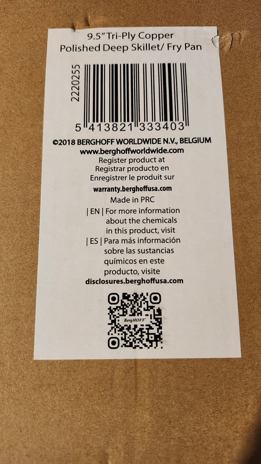 TWO BergHOFF Tri-Ply Polished Copper Cookware NWB