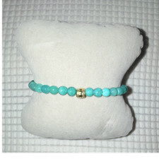 Blue Round Beaded Stretch Bracelet, Ball/Bead Chain, No Closure, Sizable